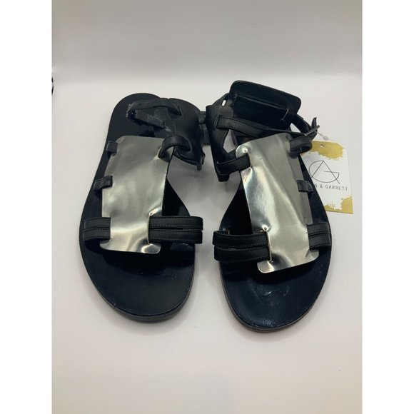 Zero + Maria Cornejo Black & Silver Gladiator Sandals Size 8.5 (US) 38.5 (IT)